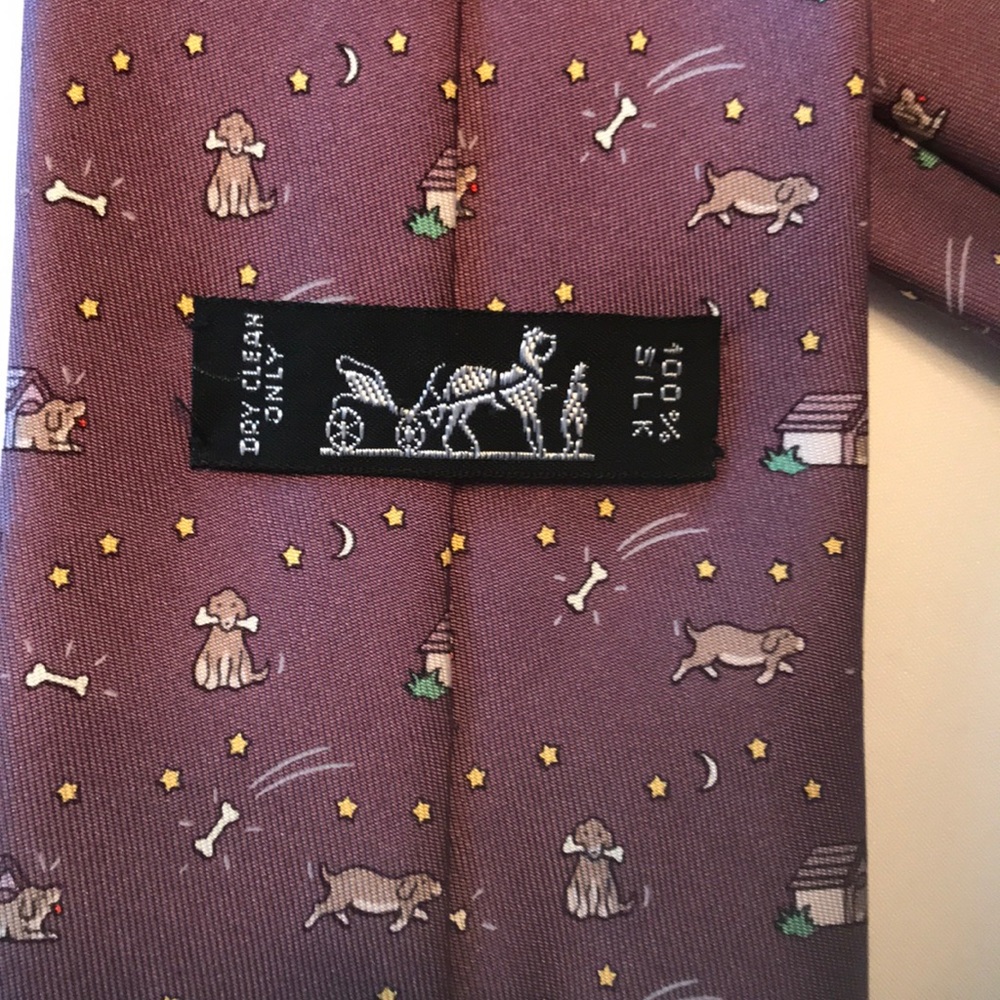 Hermès tie (#5084)- cute pattern with dogs!